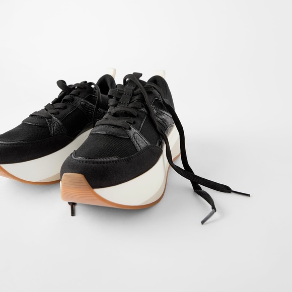 Zara Shoes | Zara Black Platform Lace